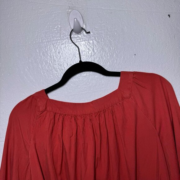 LC Lauren Conrad Size XL Embroidered Floral Square Neck Top 3/4 Tie Sleeve Boho - Picture 5 of 10